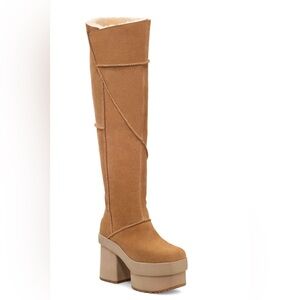 UGG Tan Platform Knee-High Boots